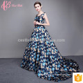 Showy-colored Florist Printed Floor-Length Sleeveless Women Guangzhou Evening Dress 2017